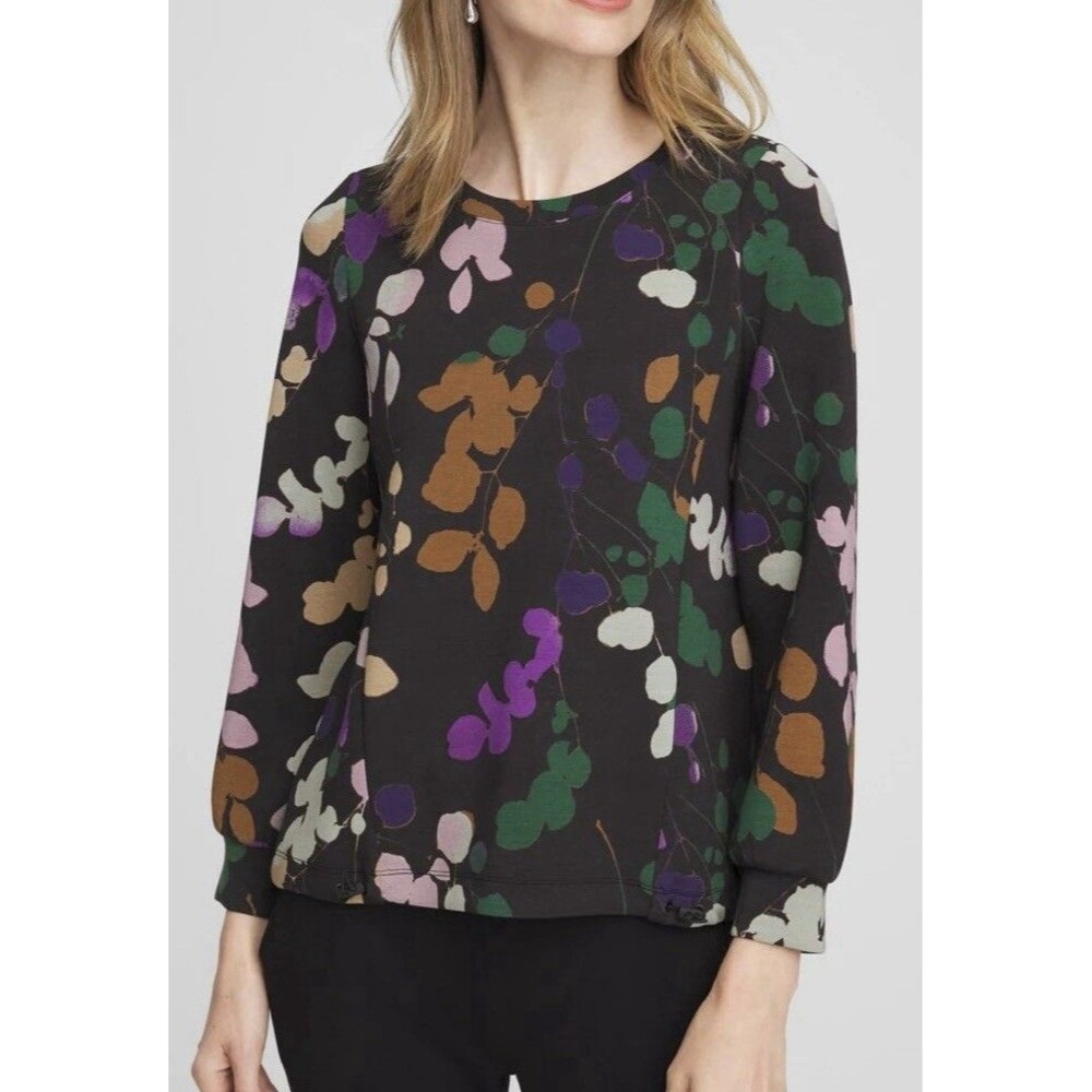 Chico’s Zenergy Women's 1/M Modal Blend Athleisure Floral Bungee Hem Top